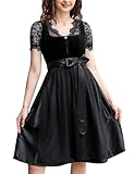 GloryStar Women's German Dirndl Dress Costumes for Bavarian Oktoberfest Carnival Halloween Black-velvet 2XL