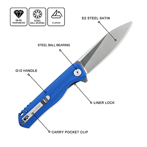 Image of Petrified fish PF818 3.54 inch D2 Steel Satin Blade Pocket Folding Knife