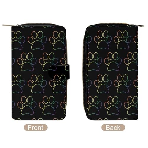Rainbow Paw Print Funny RFID Blocking Wallet Slim Clutch Organizer Purse with Credit Card Slots for Men and Women3