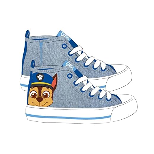 Zapatillas de La Patrulla Canina - Color Azul y Gris - Talla 24 - Cierre con Cremallera - Zapatillas Infantiles con Suela y Puntera de PVC - Producto Original Diseñado en España