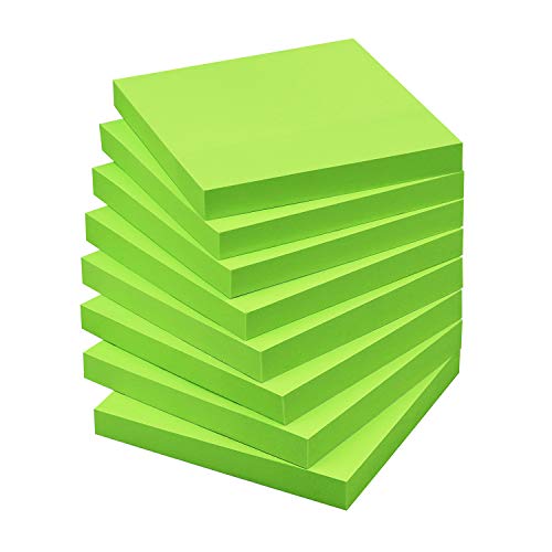 Sticky Notes 3x3 Self-Stick Notes Bright Colors Sticky Notes 8 Pads 80 Sheet/Pad (Green)
