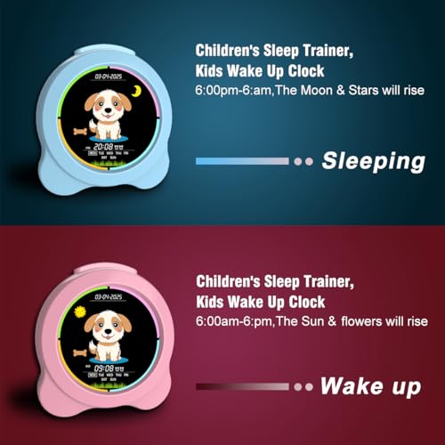 Sinoviwe Kids Alarm Clock Sun & Moon& Dog LED Display with Day & Date OK to Wake Clock with Night Light for Kids Children's Sleep Trainer Gift for Boy and Girls - image 8