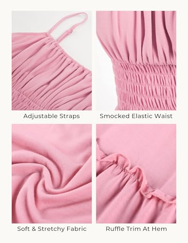 Image of GRACE KARIN Women's Summer Maxi Dress 2026,Smocked Ruched Bust Sundress with Adjustable Straps & Pockets-Beach Vacation Dress