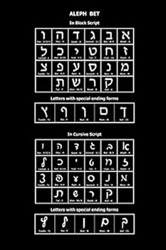 Aleph Bet : Black Hebrew Notebook with Ivrit Alphabet Table on Back (small, 6x9 Inch), Blank Lined Interior, College Ruled Paper, No Margins Allows Writing from Both Sides, Perfect Bound Soft Cover