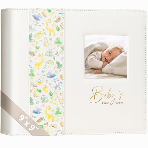 Image of Keepsake Baby Memory Book Girl Boy – Timeless Leather-Bound Baby Milestone Book – Baby Book Keepsake Record First 5 Years - Gender Neutral Baby Scrapbook Album Baby Album Journal Registry Search Gift