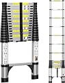 BOWEITI Telescoping Ladder,Portable Aluminum Collapsible Ladder w/2 Triangle Stabilizers, Lightweight RV Compact Ladder, Telescopic Extension Ladder for Home, Outdoor, 330lbs Capacity
