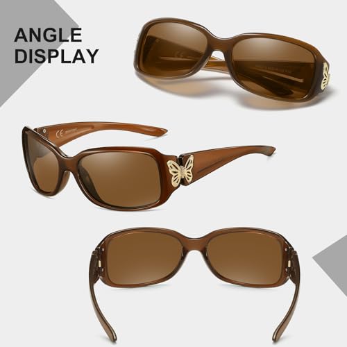 Image of HAOLOTA Women's Polarized Sunglasses - Fashionable Wraparound Butterfly Design with UV400 Protection