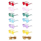 Esforzarse 14 pares de gafas de sol con forma de estrella, gafas de colores transparentes, gafas de corazón y forma de estrella, gafas de fiesta sin marco transparentes, festivales de música (2