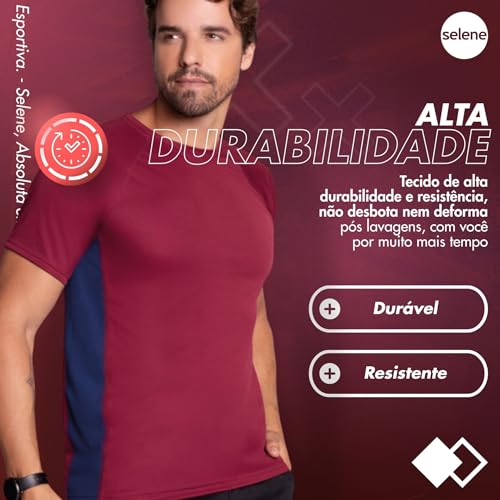 SELENE Camiseta Dry Fit Academia Masculina Esportiva, Bordô, G