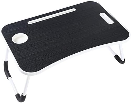 MyHomie Foldable Laptop Bed Table 60 x 40 x 28cm Laptop Table Stand with Foldable Legs & Cup Slot for Eating Breakfast, Reading, Work & Study Watching Movie on Bed/Sofa Dorm Desk – Black