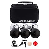 Engelhart - 010207 - Jeu de Boules 2 x 3 Noires et Grises - 74 mm - Triplette - Jeu de Pet...