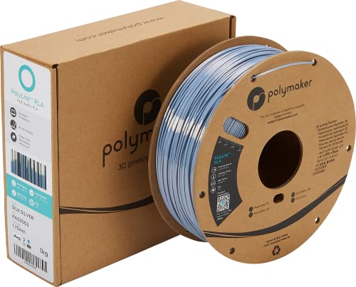 Image of Polymaker Silk PLA Filament 1.75mm, Shiny Silver 3D Printer 1kg - PolyLite 1.75mm