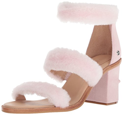UGG Women's W DEL Rey Fluff Heel Heeled Sandal, seashell pink, 7 M