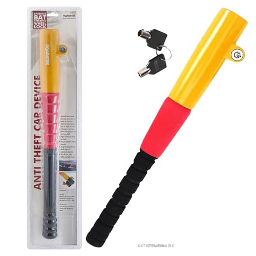 Anti-Theft Reinforced Security Car Locks - Steering Wheel Locks, Baseball Bat Locks, Gearstcik Lock & Wheel Clamp Lock | Strong, Reliable & Long Lasting (Baseball Bat Steering Wheel Lock)