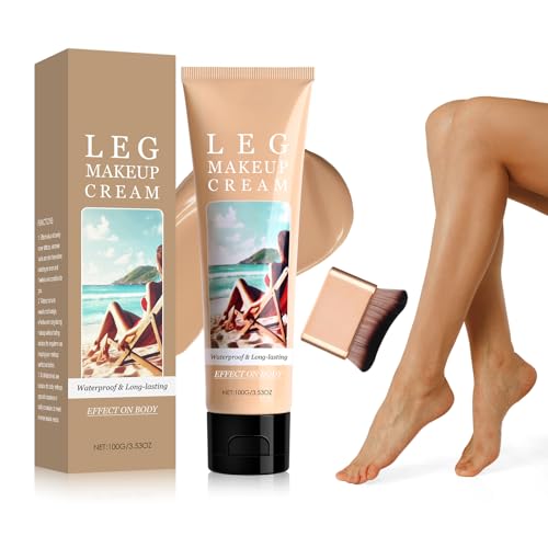 FREEORR Leg Makeup Cream with Self Tanner Brush, Waterproof and Long Lasting Leg Makeup Lotion, No...
