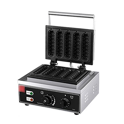 5 Scheiben Hot Dog Waffeleisen Kommerziell Hotdog Toaster, Non-Stick Elektrische Hot Dog Waffeleisen Maschine…