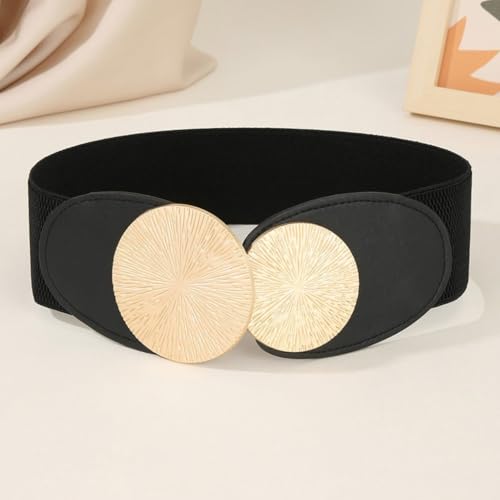 5cm Wide Women's Stretch Belt Waistband with Metal Buckle for Dresses Jeans and Trousers Fashion Accessory3