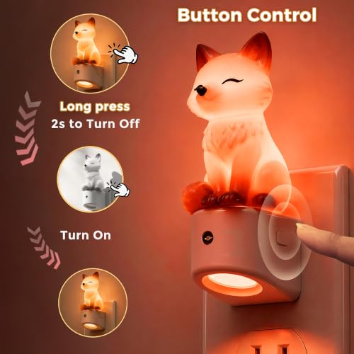 Image of L LOHAS LED Night Light for Kids,Kids Night Light,Dusk to Dawn Sensor | 3D Cute White Fox Night Lights,RGB+Soft White 3000K,Birthday Gift Nightlight for Kids, Room Decor 2 Pack