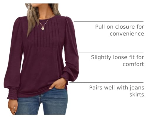 Image of AUTOMET Womens Long Sleeve Shirts Fall Blouses Tops Business Casual Outfits