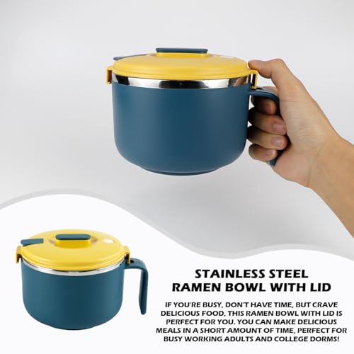 Tazón de ramen de acero inoxidable 304 con tapa 900ml miniatura 4