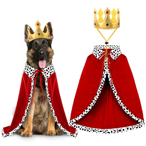 Halloween Dog King Cloak Costume with Crown