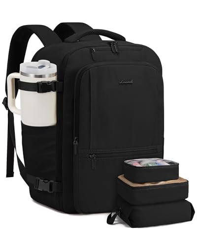 LOVEVOOK Mochila de viagem para mulheres e homens, mochila grande de 40 L, aprovada por companhias aéreas, bolsa de fim de semana para itens pessoais TSA, mochila para laptop resistente à água com 3