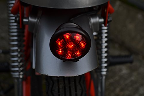 Motorrad LED Stop Rücklicht - Homologated - Glänzend Schwarz mit Rot Gläser für Cafe Racer, Scrambler, Maßgefertigt Projekt