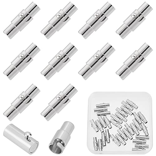 SUNNYCLUE 1 Box 32 Sets 3mm End Caps & Clasps - Platinum Magnetic Jewellery Findings