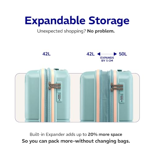 Image of Provogue Lumina Hard-Sided PP Trolley Bag Set of 2 | Expandable Space with 8 Wheels Trolley Bags for Travel | Lightweight with Combination Lock | 5 Year Warranty (Turquoise Blue)
