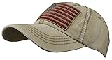 MINAKOLIFE Men Women Washed Cotton Vintage USA Flag Low Profile Summer Baseball Cap Hat (Beige)