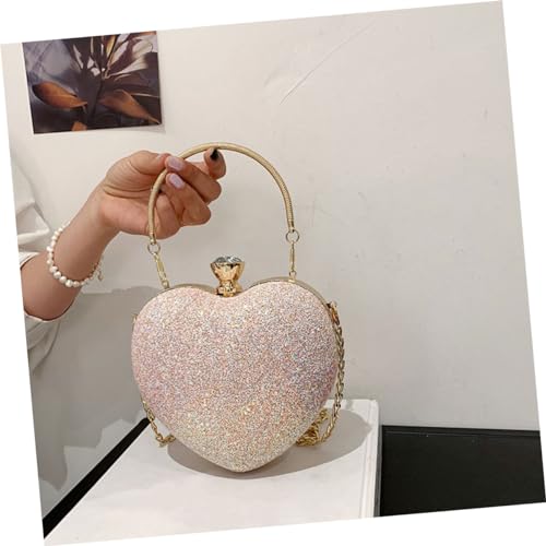 Pochette chic en métal et PU de haute qualité avec chaîne cœur