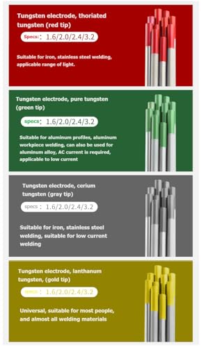 Wolfram-Elektrode WL15, 1,5% Lanthan, 10 Stück, Gold, Wolfram-Elektrode für Tig-Schweißen, Durchmesser 2.4 mm, Länge 175 mm