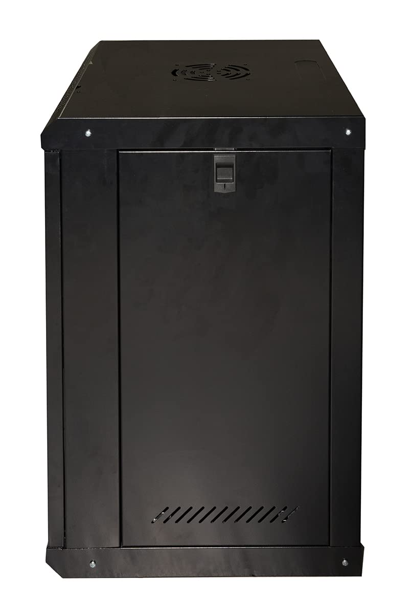 Armario Rack 19" 9U Link Serie Light Color Negro con Puerta de Cristal (Anchura x Profundidad) 600 x 400 x 530 mm, Estante Incluido