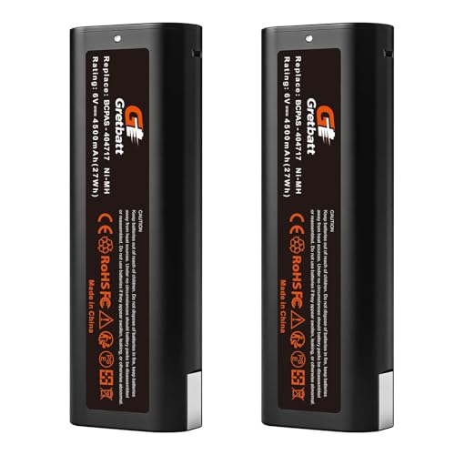 Gretbatt 2X 6V 4500mAh Ni-MH Battery Replacement for Paslode 404717 B20544E BCPAS-404717 404400 900400 900420 900600 901000 902000 B207-3250