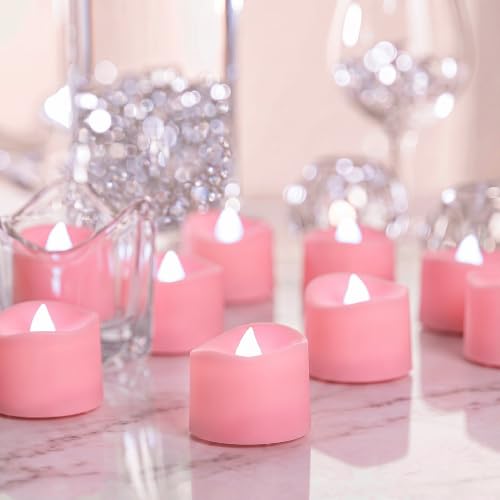 Image of Homemory 50-Pack Pink Flameless Battery Tea Light Candles, 200+ Hours