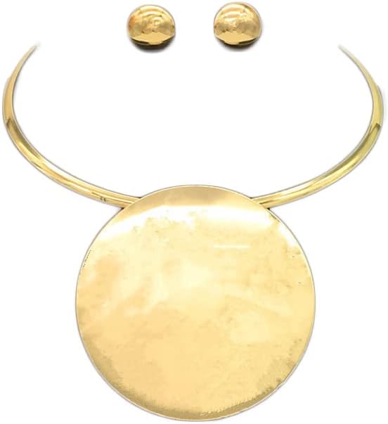 COLORFUL BLING Exaggerated African Choker Necklace Punk Egypt Tribal Chunky Collar Thick Geometric Statement Necklace with Earrings Jewelry Set for Women