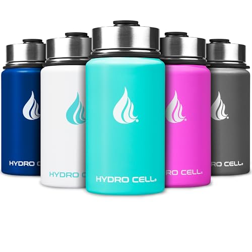 Image of HYDRO CELL Stainless Steel Insulated Water Bottle with Straw - For Cold & Hot Drinks - Metal Vacuum Flask with Screw Cap and Modern Leakproof Sport Thermos for Adults (Teal 14oz)