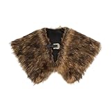 Cosplay Viking - Collar de piel sintética para hombre, bufanda de piel sintética medieval, cuello envolvente, guerrero, renacimiento, O Marrón, Talla única