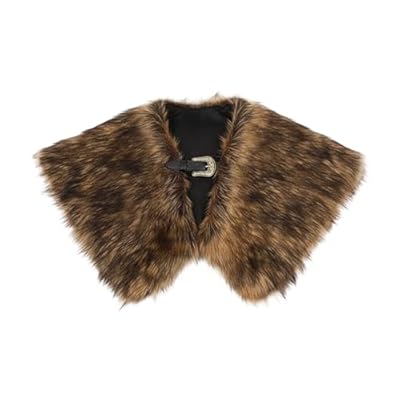 Cosplay Viking - Collar de piel sintética para hombre, bufanda de piel sintética medieval, cuello envolvente, guerrero, renacimiento, O Marrón, Talla única | Ya disponible en tu tienda friki favorita! En mundofriki.es!