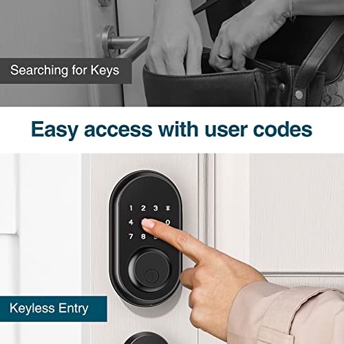 Keyless Entry Door Lock With Handle, Calzibeno Front Door Lock With Keypad, Electronic Touchscreen Keypad Deadbolt Lock, Featuring Auto Lock, Anti-Peeping Passcode, Easy To Install – Matte Black #TOP1