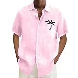 Kurzarm Button Down Hemd, Freizeithemden Für Herren Aus Mit Regular Fit Sommer Herrenhemd Bequeme Freizeit Hemden Einfarbig Basic Beach Shirt for Männer Hawaii Kurzarmshirt Western Hemd Herren
