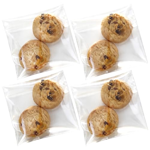 Efivs Arts 200Pcs 4 * 4in Clear Cookie Bags, Self Sealing Cellophane Bags Resealable Self Adhesive Treat Bags for Cookie Packaging, OPP Individual Gift Giving Bags for Party Favors, Homemade Baking