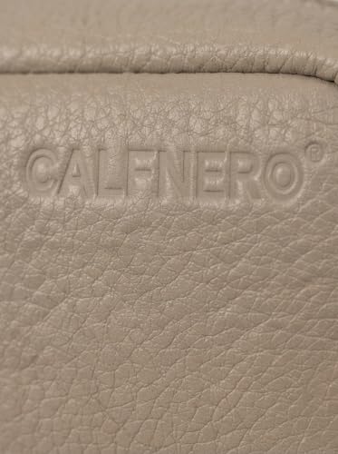 Image of Calfnero Genuine Leather Toiletry Bag for Men & Women | Premium Leather Travel-Pouch | Toiletry Organizer | Cosmetic & Shaving Kit Bag | Unisex Travel Dopp Kit (Beige)