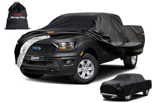 Image of Kayme Truck Cover Custom Fit Ford Ranger(1990-1997) Regular Cab Long Bed. Full Exterior Heavy Duty Outdoor Pickup Truck Car Cover Waterproof All Weather.Car Tarp for Wind Sun Dust Protection.Black