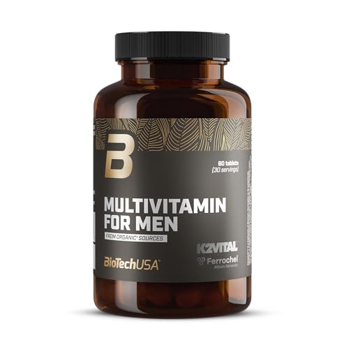 BioTechUSA Multivitamin For Men from organic sources | 13 types de vitamines bioactives | 5 types de minéraux organiques | 4 extraits végétaux pour hommes, 60 comprimés