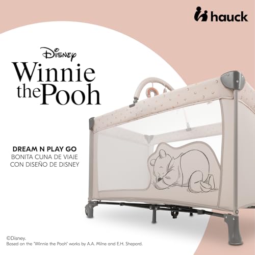 hauck Dream N Play Go Cuna de Viaje Bebe con Ruedas y Arco, Cuna Parque Bebe Plegable, Parque Cuna Disney Winnie the Pooh, Portátil, Compacta - Rainbow Beige - imagen 2