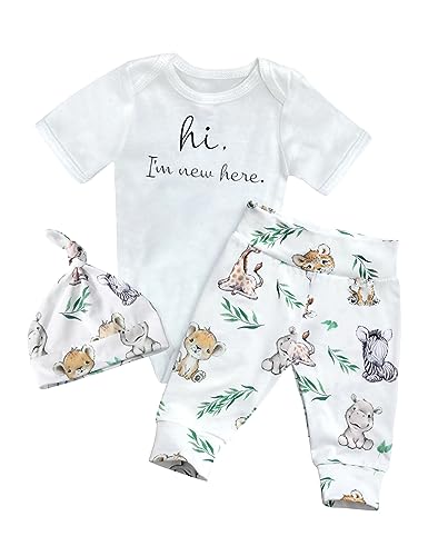 Image of WIQI Newborn Boy Clothes Letter Print Long Sleeve Romper+Cute Animal Pants With Hat 3PCS Baby Boy Fall Winter Outfits