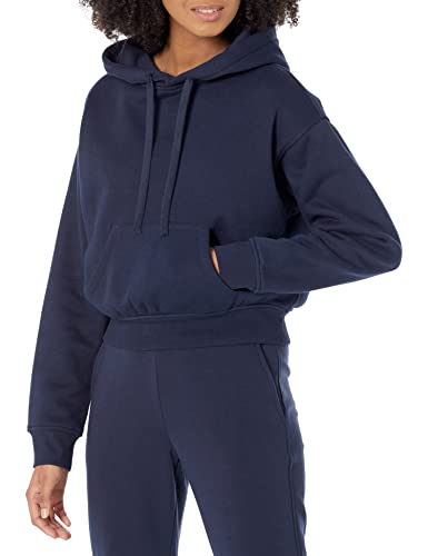 Amazon Essentials Womens Crop Pullover Hoodie Sweatshirt with Kangaroo Pocket (Available in Plus Size) Navy Medium