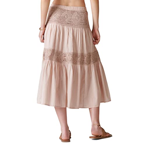 Lucky Brand Women's Crochet Maxi Skirt Matchback, Pink, Large #TOP1