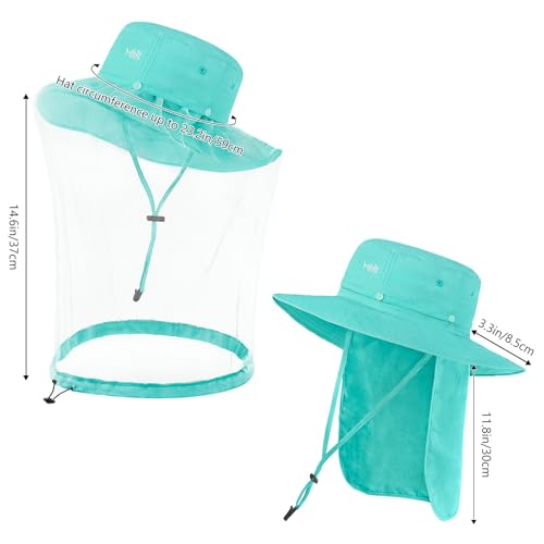Image of BASSDASH UPF 50+ Mosquito Sun Hat with Hidden Head Net and Neck Flap for Men Women Outdoor Fishing Hiking Camping